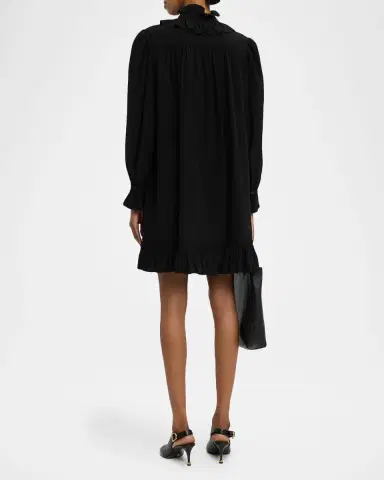 Chloé Ruffle Neck-Tie Silk Mini Shirtdress | Thumbnail 7 Chloé Ruffle Neck-Tie Silk Mini Shirtdress | Thumbnail 7