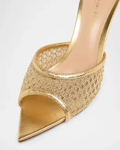 Gianvito Rossi 70mm Sienna Metallic Knit Mule Sandals | Thumbnail 2 Gianvito Rossi 70mm Sienna Metallic Knit Mule Sandals | Thumbnail 2