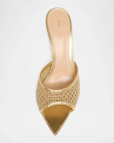 Gianvito Rossi 70mm Sienna Metallic Knit Mule Sandals | Thumbnail 3 Gianvito Rossi 70mm Sienna Metallic Knit Mule Sandals | Thumbnail 3