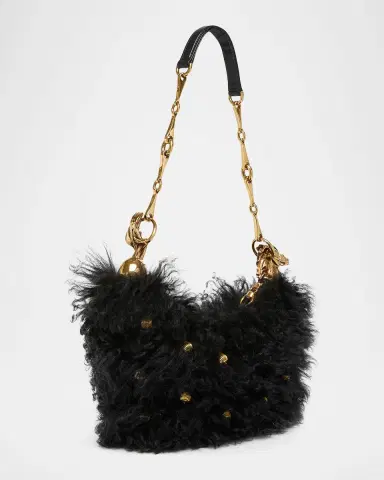 Chloé Chain Horse Shoulder Bag in Curly Shearling | Thumbnail 2 Chloé Chain Horse Shoulder Bag in Curly Shearling | Thumbnail 2