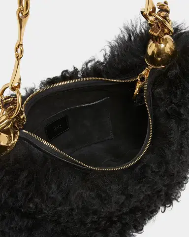 Chloé Chain Horse Shoulder Bag in Curly Shearling | Thumbnail 3 Chloé Chain Horse Shoulder Bag in Curly Shearling | Thumbnail 3