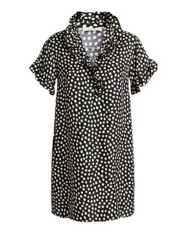 Chloé Dots Silk Jacquard Ruffle Short-Sleeve Mini Dress | Thumbnail 1 Chloé Dots Silk Jacquard Ruffle Short-Sleeve Mini Dress | Thumbnail 1