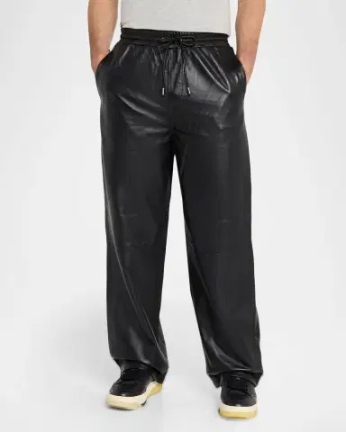 AVIREX Men's Nappa Leather Track Pants | Thumbnail 3 AVIREX Men's Nappa Leather Track Pants | Thumbnail 3