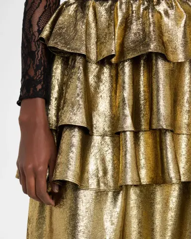AKNVAS Vilhelmine Metallic Tiered Maxi Skirt | Thumbnail 4 AKNVAS Vilhelmine Metallic Tiered Maxi Skirt | Thumbnail 4
