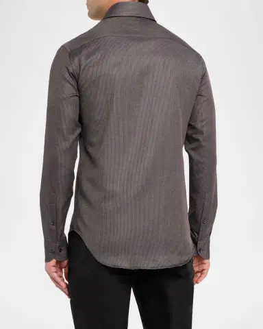 Emporio Armani Men's Micro-Dot Cotton Modern Fit Sport Shirt | Thumbnail 2 Emporio Armani Men's Micro-Dot Cotton Modern Fit Sport Shirt | Thumbnail 2