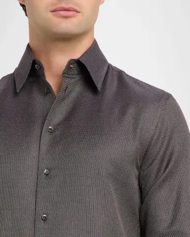 Emporio Armani Men's Micro-Dot Cotton Modern Fit Sport Shirt | Thumbnail 4 Emporio Armani Men's Micro-Dot Cotton Modern Fit Sport Shirt | Thumbnail 4