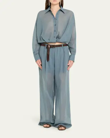 Brunello Cucinelli Twisted Sheer Cotton Button-Down Shirt | Thumbnail 2 Brunello Cucinelli Twisted Sheer Cotton Button-Down Shirt | Thumbnail 2