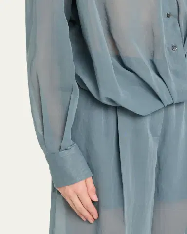 Brunello Cucinelli Twisted Sheer Cotton Button-Down Shirt | Thumbnail 5 Brunello Cucinelli Twisted Sheer Cotton Button-Down Shirt | Thumbnail 5