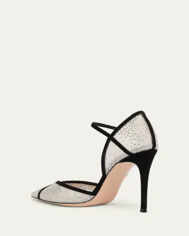 Gianvito Rossi 95mm Suede-Trimmed Crystal-Embellished Mesh Pumps | Thumbnail 2 Gianvito Rossi 95mm Suede-Trimmed Crystal-Embellished Mesh Pumps | Thumbnail 2