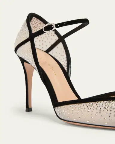 Gianvito Rossi 95mm Suede-Trimmed Crystal-Embellished Mesh Pumps | Thumbnail 3 Gianvito Rossi 95mm Suede-Trimmed Crystal-Embellished Mesh Pumps | Thumbnail 3