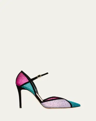 Gianvito Rossi 95mm Suede-Trimmed Crystal-Embellished Mesh Pumps | Thumbnail 4 Gianvito Rossi 95mm Suede-Trimmed Crystal-Embellished Mesh Pumps | Thumbnail 4