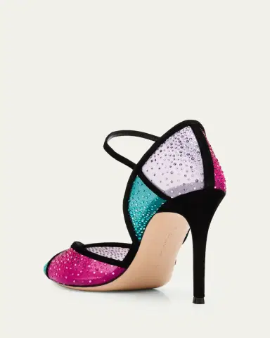 Gianvito Rossi 95mm Suede-Trimmed Crystal-Embellished Mesh Pumps | Thumbnail 5 Gianvito Rossi 95mm Suede-Trimmed Crystal-Embellished Mesh Pumps | Thumbnail 5