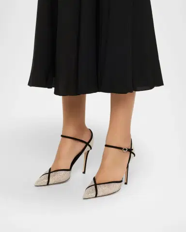 Gianvito Rossi 95mm Suede-Trimmed Crystal-Embellished Mesh Pumps | Thumbnail 7 Gianvito Rossi 95mm Suede-Trimmed Crystal-Embellished Mesh Pumps | Thumbnail 7