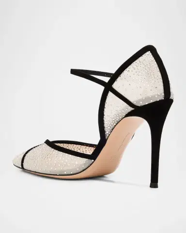 Gianvito Rossi 95mm Suede-Trimmed Crystal-Embellished Mesh Pumps | Thumbnail 9 Gianvito Rossi 95mm Suede-Trimmed Crystal-Embellished Mesh Pumps | Thumbnail 9