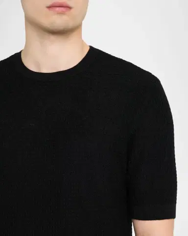 Emporio Armani Men's Texture-Knit Stretch Short-Sleeve Sweater | Thumbnail 4 Emporio Armani Men's Texture-Knit Stretch Short-Sleeve Sweater | Thumbnail 4