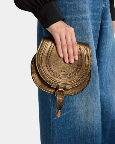 Chloé Marcie Small Saddle Crossbody Bag in Metallic Leather | Thumbnail 2 Chloé Marcie Small Saddle Crossbody Bag in Metallic Leather | Thumbnail 2