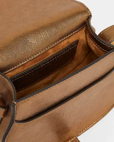 Chloé Marcie Small Saddle Crossbody Bag in Metallic Leather | Thumbnail 4 Chloé Marcie Small Saddle Crossbody Bag in Metallic Leather | Thumbnail 4
