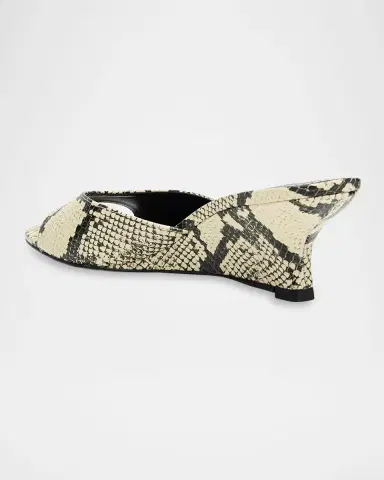 STAUD Brigitte Snake-Embossed Leather Wedge Mules | Thumbnail 3 STAUD Brigitte Snake-Embossed Leather Wedge Mules | Thumbnail 3