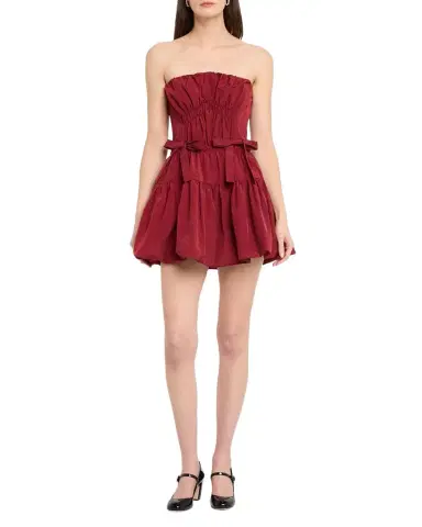 AKNVAS Kamilla Strapless Taffeta Bow Mini Dress | Thumbnail 1 AKNVAS Kamilla Strapless Taffeta Bow Mini Dress | Thumbnail 1