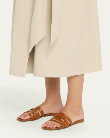 Gianvito Rossi Calfskin Leather Flat Slide Sandals | Thumbnail 2 Gianvito Rossi Calfskin Leather Flat Slide Sandals | Thumbnail 2