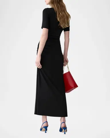 Carolina Herrera Elbow-Sleeve Ruched Maxi Dress | Thumbnail 2 Carolina Herrera Elbow-Sleeve Ruched Maxi Dress | Thumbnail 2
