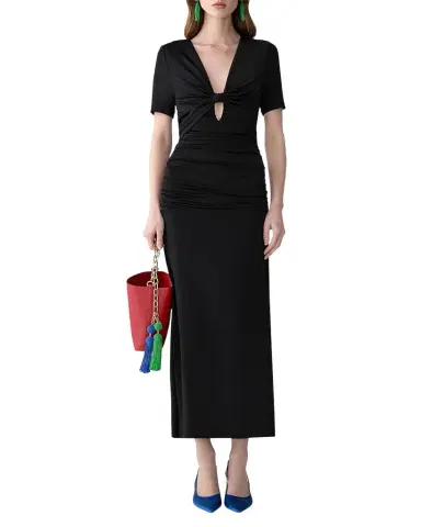 Carolina Herrera Elbow-Sleeve Ruched Maxi Dress | Thumbnail 1 Carolina Herrera Elbow-Sleeve Ruched Maxi Dress | Thumbnail 1
