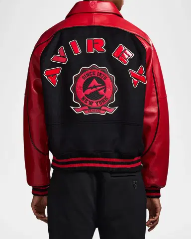 AVIREX Men 's Classic Wool Leather Varsity Jacket | Thumbnail 2 AVIREX Men 's Classic Wool Leather Varsity Jacket | Thumbnail 2