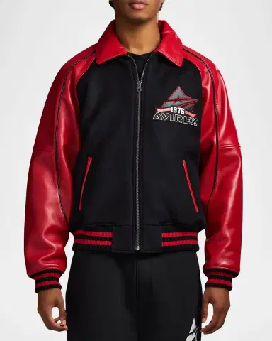 AVIREX Men 's Classic Wool Leather Varsity Jacket | Thumbnail 3 AVIREX Men 's Classic Wool Leather Varsity Jacket | Thumbnail 3