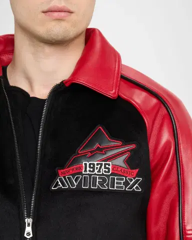 AVIREX Men 's Classic Wool Leather Varsity Jacket | Thumbnail 4 AVIREX Men 's Classic Wool Leather Varsity Jacket | Thumbnail 4