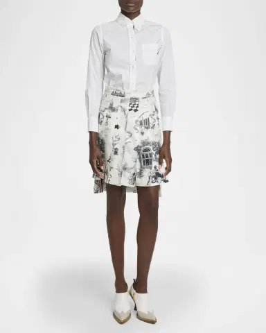 Thom Browne Hector Toile Pleated Silk Twill Mini Skirt | Thumbnail 2 Thom Browne Hector Toile Pleated Silk Twill Mini Skirt | Thumbnail 2