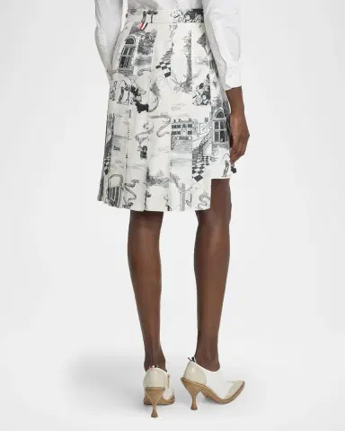 Thom Browne Hector Toile Pleated Silk Twill Mini Skirt | Thumbnail 3 Thom Browne Hector Toile Pleated Silk Twill Mini Skirt | Thumbnail 3