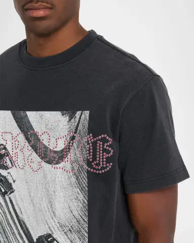 PURPLE Men's Cotton Studded-Logo Graphic T-Shirt | Thumbnail 4 PURPLE Men's Cotton Studded-Logo Graphic T-Shirt | Thumbnail 4