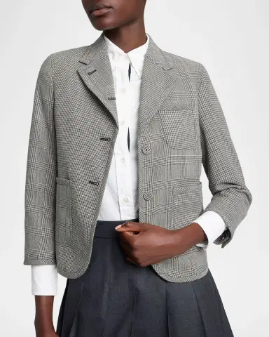 Thom Browne Fit 2 Multi-Check Crop Single-Breasted Sport Coat | Thumbnail 4 Thom Browne Fit 2 Multi-Check Crop Single-Breasted Sport Coat | Thumbnail 4