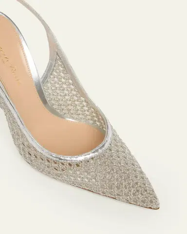 Gianvito Rossi 95mm Itaca Metallic Leather and Mesh Slingback Pumps | Thumbnail 3 Gianvito Rossi 95mm Itaca Metallic Leather and Mesh Slingback Pumps | Thumbnail 3