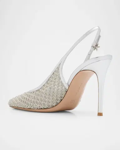 Gianvito Rossi 95mm Itaca Metallic Leather and Mesh Slingback Pumps | Thumbnail 6 Gianvito Rossi 95mm Itaca Metallic Leather and Mesh Slingback Pumps | Thumbnail 6