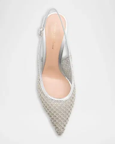 Gianvito Rossi 95mm Itaca Metallic Leather and Mesh Slingback Pumps | Thumbnail 9 Gianvito Rossi 95mm Itaca Metallic Leather and Mesh Slingback Pumps | Thumbnail 9