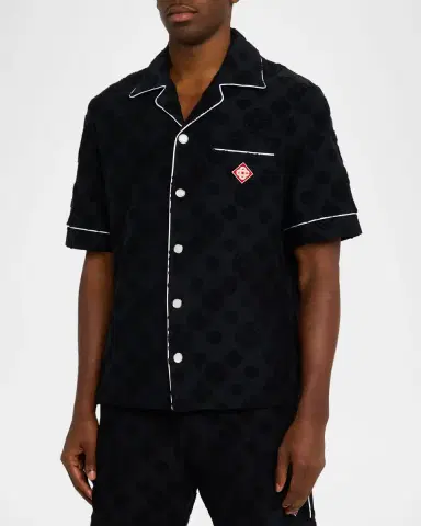 Casablanca Men's Towelling Monogram Short-Sleeve Shirt | Thumbnail 3 Casablanca Men's Towelling Monogram Short-Sleeve Shirt | Thumbnail 3