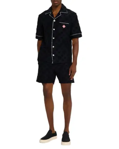 Casablanca Men's Towelling Monogram Short-Sleeve Shirt | Thumbnail 1 Casablanca Men's Towelling Monogram Short-Sleeve Shirt | Thumbnail 1