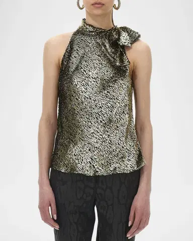 Roberto Cavalli Textured Metallic Jacquard Halter Top | Thumbnail 2 Roberto Cavalli Textured Metallic Jacquard Halter Top | Thumbnail 2