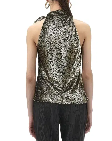 Roberto Cavalli Textured Metallic Jacquard Halter Top | Thumbnail 1 Roberto Cavalli Textured Metallic Jacquard Halter Top | Thumbnail 1