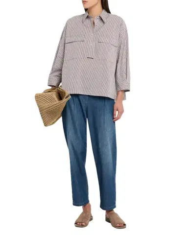 Brunello Cucinelli Super Lightweight Denim Tapered-Leg Ankle Jeans | Thumbnail 1 Brunello Cucinelli Super Lightweight Denim Tapered-Leg Ankle Jeans | Thumbnail 1