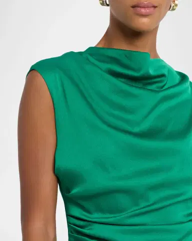 SIMKHAI Burke Draped Sleeveless Satin Dress | Thumbnail 6 SIMKHAI Burke Draped Sleeveless Satin Dress | Thumbnail 6