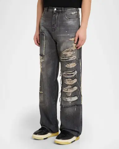 Amiri Men 's Carpenter Repaired Baggy-Fit Jeans | Thumbnail 3 Amiri Men 's Carpenter Repaired Baggy-Fit Jeans | Thumbnail 3