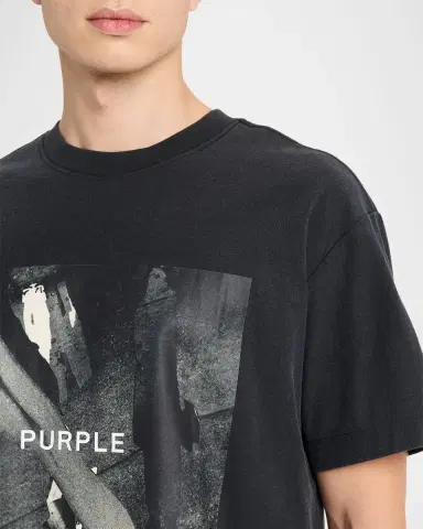 PURPLE Men's Logo Textured Jersey T-Shirt | Thumbnail 5 PURPLE Men's Logo Textured Jersey T-Shirt | Thumbnail 5