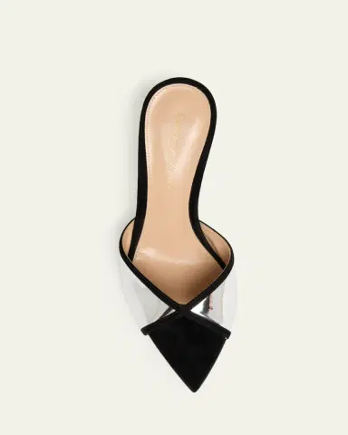Gianvito Rossi 85mm Shiny Leather and Suede Pointed-Toe Mules Sandals | Thumbnail 3 Gianvito Rossi 85mm Shiny Leather and Suede Pointed-Toe Mules Sandals | Thumbnail 3