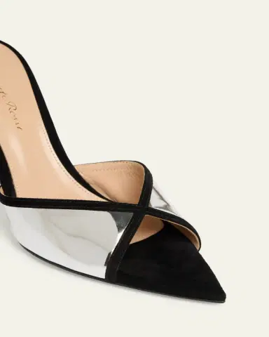 Gianvito Rossi 85mm Shiny Leather and Suede Pointed-Toe Mules Sandals | Thumbnail 6 Gianvito Rossi 85mm Shiny Leather and Suede Pointed-Toe Mules Sandals | Thumbnail 6