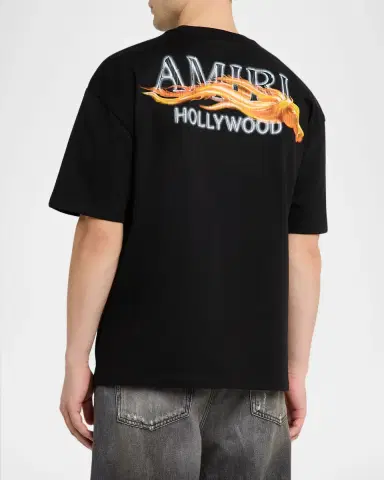 Amiri Men 's Flames Hollywood Cotton T-Shirt | Thumbnail 2 Amiri Men 's Flames Hollywood Cotton T-Shirt | Thumbnail 2