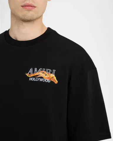 Amiri Men 's Flames Hollywood Cotton T-Shirt | Thumbnail 4 Amiri Men 's Flames Hollywood Cotton T-Shirt | Thumbnail 4