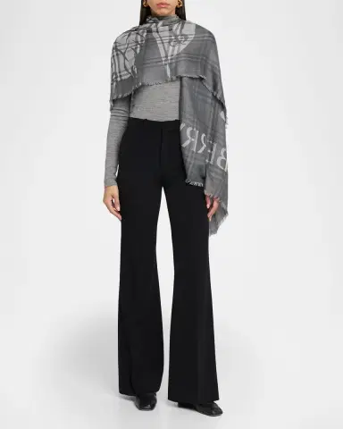 Burberry Wide EKD Check Wool Silk Scarf | Thumbnail 2 Burberry Wide EKD Check Wool Silk Scarf | Thumbnail 2