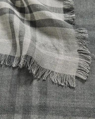 Burberry Wide EKD Check Wool Silk Scarf | Thumbnail 3 Burberry Wide EKD Check Wool Silk Scarf | Thumbnail 3